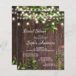 Rustic Wood & Greenery Bridal Shower Invitation<br><div class="desc">Rustic Wood Greenery Bridal Shower Invitations,  elegant and simple watercolor Green Leaves and Wood light string, ,  elegant calgraphy,  to be completed with your details easily and quickly. Check my shop to see the entire suite for this design.</div>