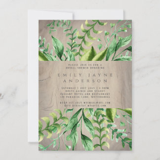 Rustic Wood Greenery  Bridal Shower Modern Invitation