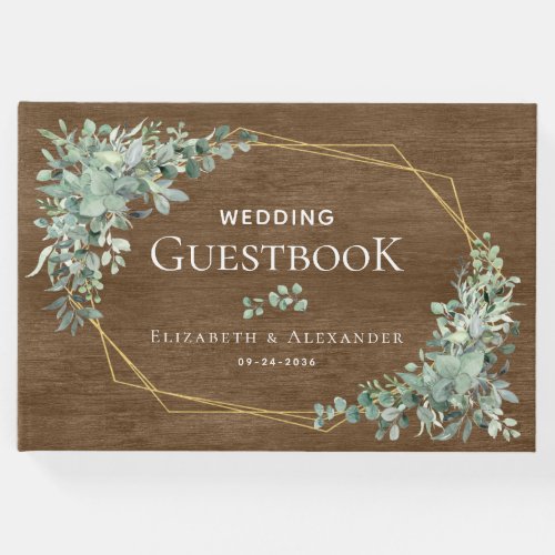 Rustic Wood Greenery Elegant Eucalyptus Wedding Guest Book