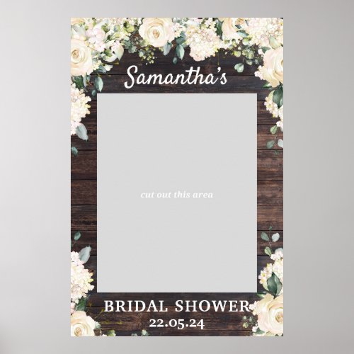 Rustic wood greenery floral bridal shower prop poster