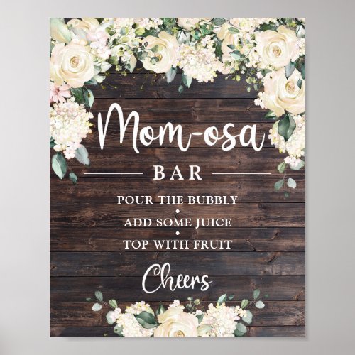 Rustic wood greenery foliage boho momosa bar sign