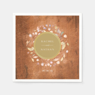 Rustic Wood Greenery Garland Wedding Napkins