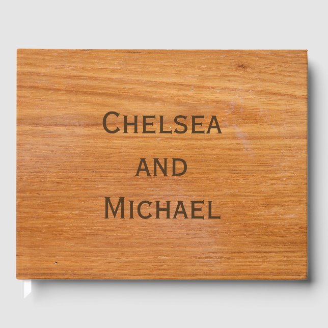 Rustic Wood Guest Book With Names Bride Groom (Front)
