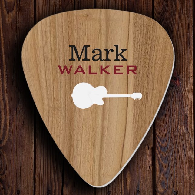 Rustic Wood Guitarist Name Cool Guitar Pick (Creator Uploaded)
