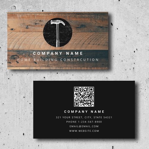 Rustic Wood Hammer Home Building Construction Business Card