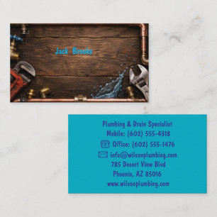 Rustic Wood Handyman Plumbing Water Pipe Business  Card
