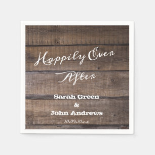 Rustic Wood Happily Ever After Rustic Wedding Napkins