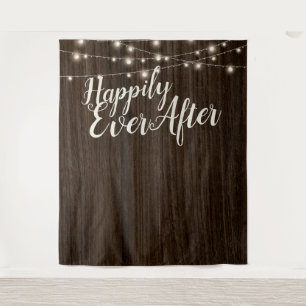 Rustic Wood Happily Ever After Wedding Backdrop