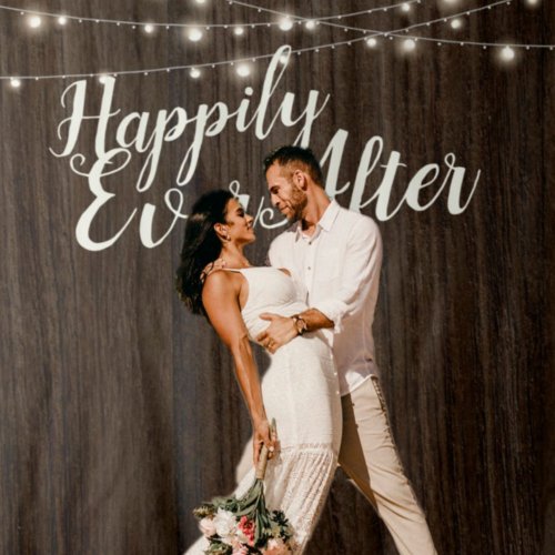 Rustic Wood Happily Ever After Wedding Backdrop