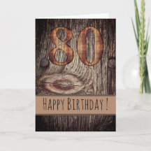 Rustic Wood Happy Birthday 80th