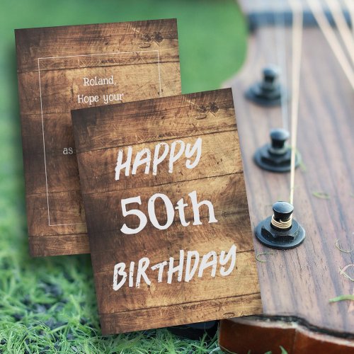 Rustic Wood Happy Birthday Message Masculine Card