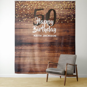 Rustic Wood Happy Birthday Year Photo Backdrop