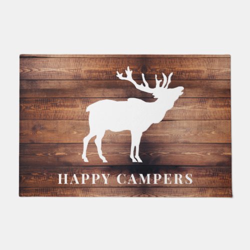 Rustic Wood Happy Campers Doormat