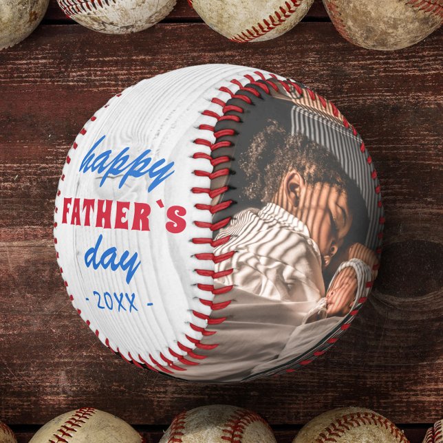 Rustic Wood Happy Father`s Day 2 Photo Baseball (Creator Uploaded)