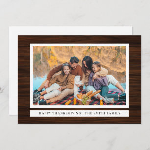 Rustic Wood Happy Thanksgiving Autumn Photo Holiday Card