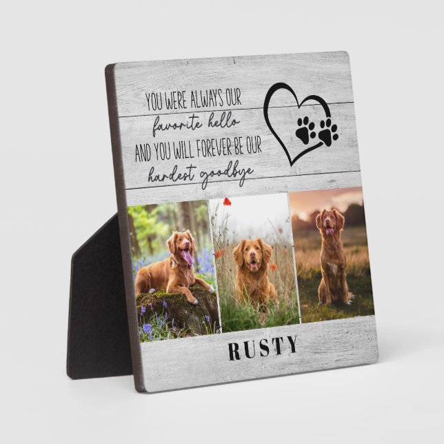 Rustic Wood Hardest Goodbye Pet Memorial  Plaque (Front)
