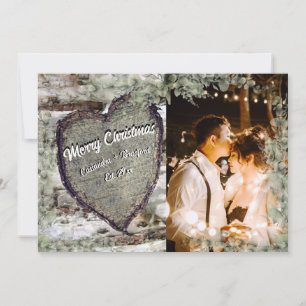 Rustic Wood Heart Eucalyptus Greenery Holiday Card