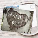 Rustic Wood Heart Photo Save the Date Announcement Postcard<br><div class="desc">Congratulations on your engagement! Save the Date announcements are the first big step in the wedding planning process! This design features a rustic feel with an engraved heart on a tree with your monogram save the date postcard with a large photograph on the back of the card. The font can...</div>