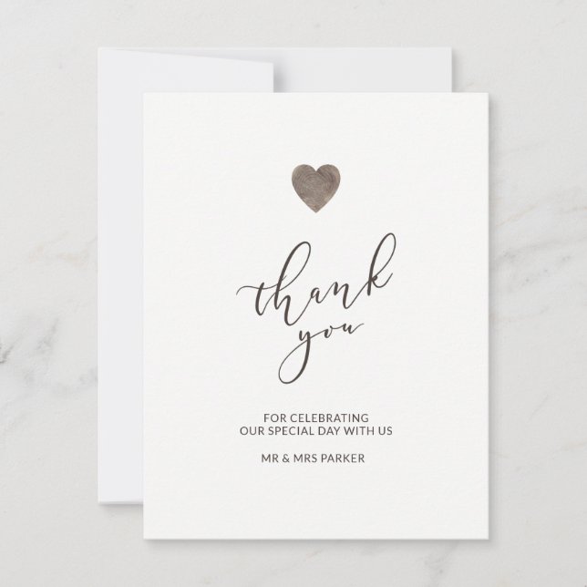 Rustic wood heart thank you card - flat (Front)