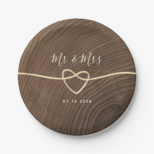 Rustic Wood Heart Wedding Paper Plates