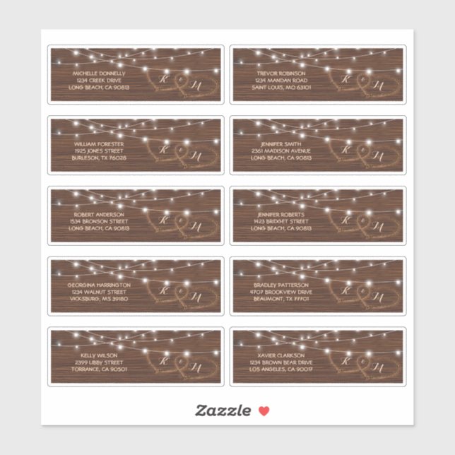 Rustic Wood Hearts Name and Address Wedding Label (Sheet)