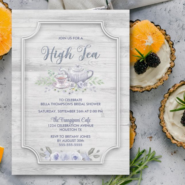 Rustic Wood High Tea Bridal Shower Invitation (Creator Uploaded)