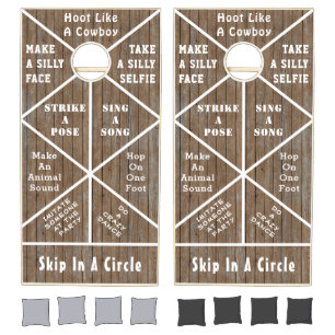 Rustic Wood Hilarious Fun Cornhole Set