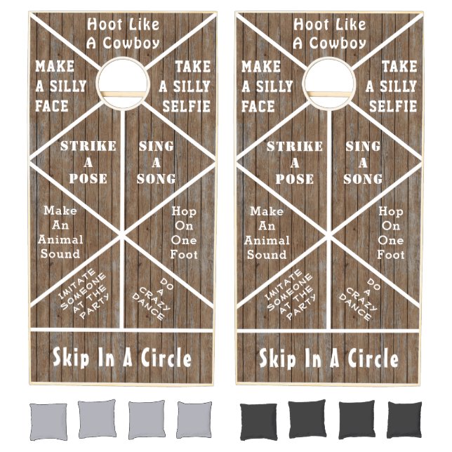 Rustic Wood Hilarious Fun Cornhole Set (Set)