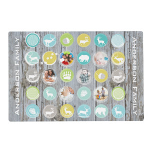 Rustic Wood Holiday Family Photo Place Mats