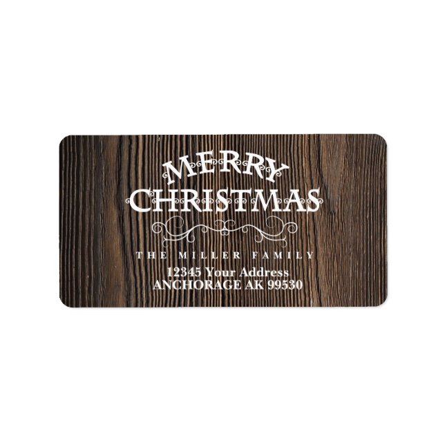 Rustic, Wood Holiday Label (Front)