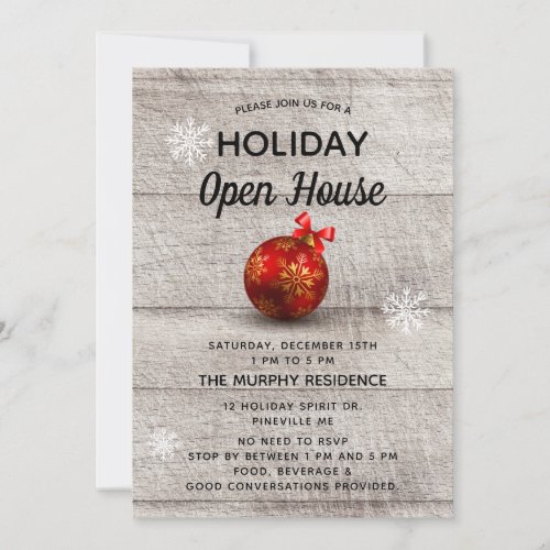 Rustic Wood Holiday Open House Invitation
