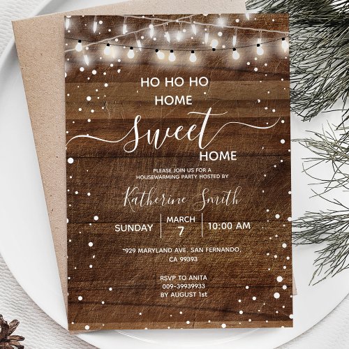 Rustic Wood Home Sweet Home Housewarming Party Invitation