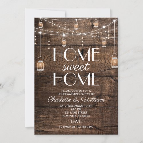 Rustic Wood Home Sweet Home Invitation