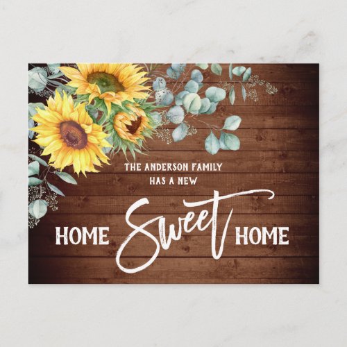 Rustic Wood Home Sweet Home Moving Announcement Postcard