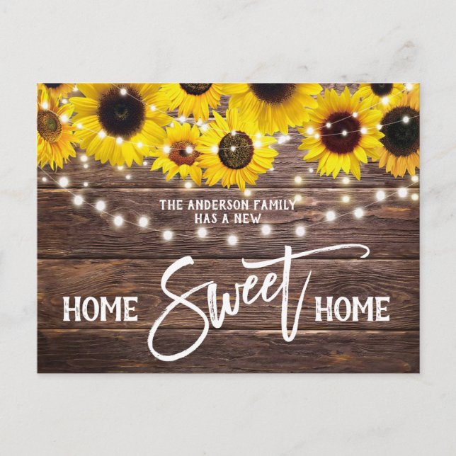 Rustic Wood Home Sweet Home Moving Announcement Postcard (Front)