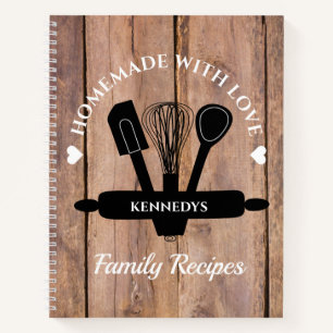 Rustic Wood Homemade With Love Recipes Cookbook Notebook