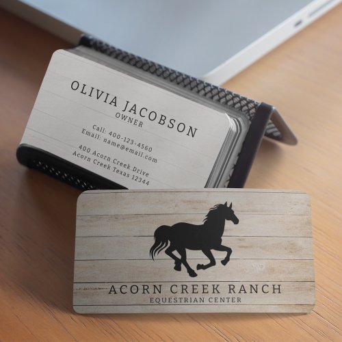 Rustic Wood Horse Equestrian Center Business Card