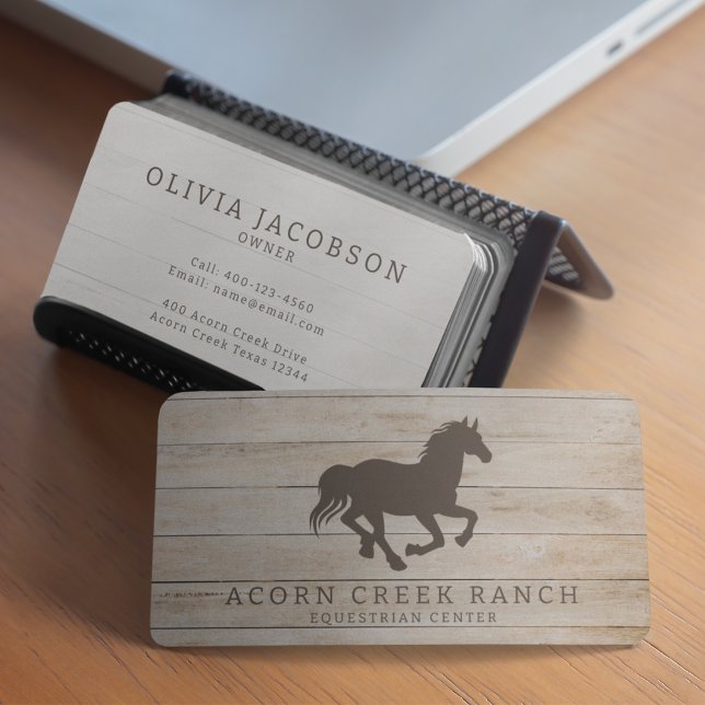 Rustic Wood Horse Equestrian Center  Business Card (Creator Uploaded)