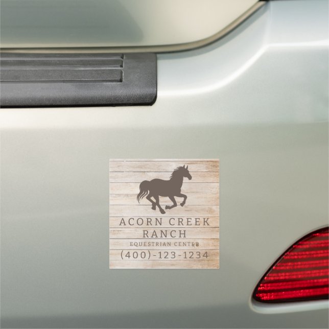 Rustic Wood Horse Equestrian Center Car Magnet (In Situ)