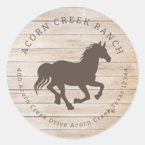 Rustic Wood Horse Equestrian Center Classic Round Sticker