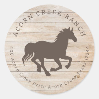 Rustic Wood Horse Equestrian Center Classic Round Sticker