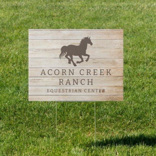 Rustic Wood Horse Equestrian Center Sign