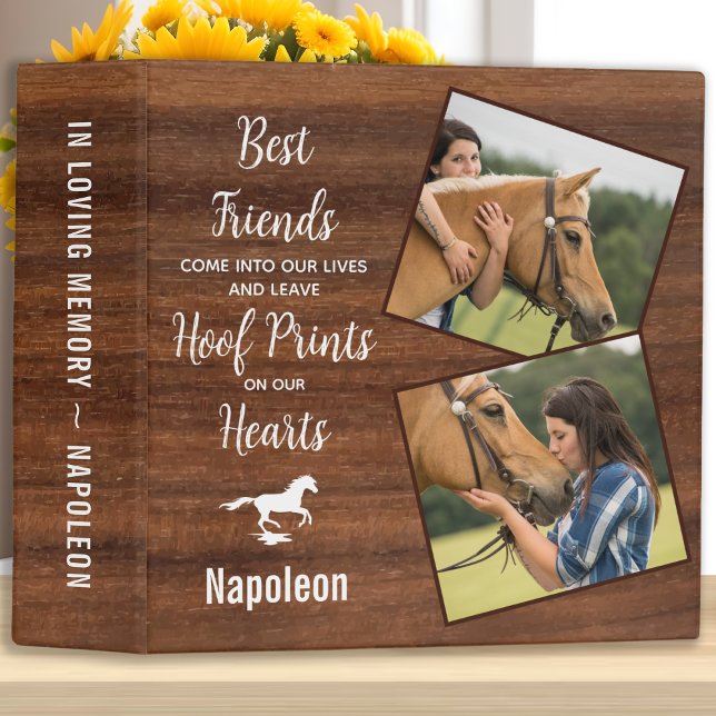 Rustic Wood Horse Memorial Photo Album 3 Ring Binder (Creator Uploaded)