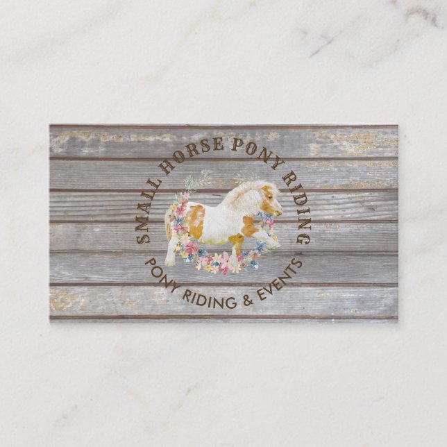 Rustic Wood Horse Ride train breed Equestrian Business Card (Front)