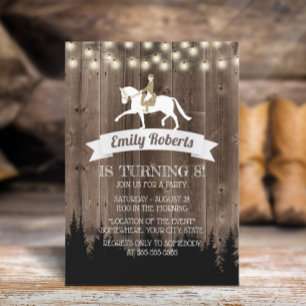 Rustic Wood Horseback Riding Horse Birthday Invitation