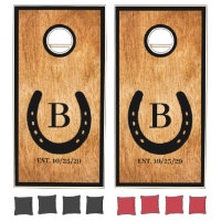 Rustic Wood Horseshoe Family Wedding Monogrammed