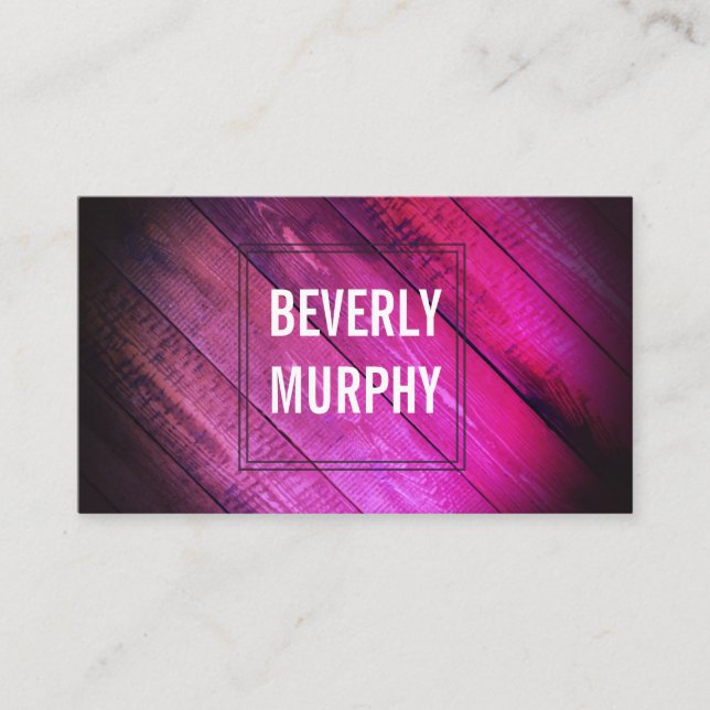 Rustic Wood Hot Pink Embellishment Vignette Business Card (Front)