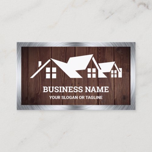 Rustic Wood House Roofing Construction Roofer Business Card