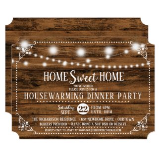 Rustic Wood Housewarming Dinner Party Invitation