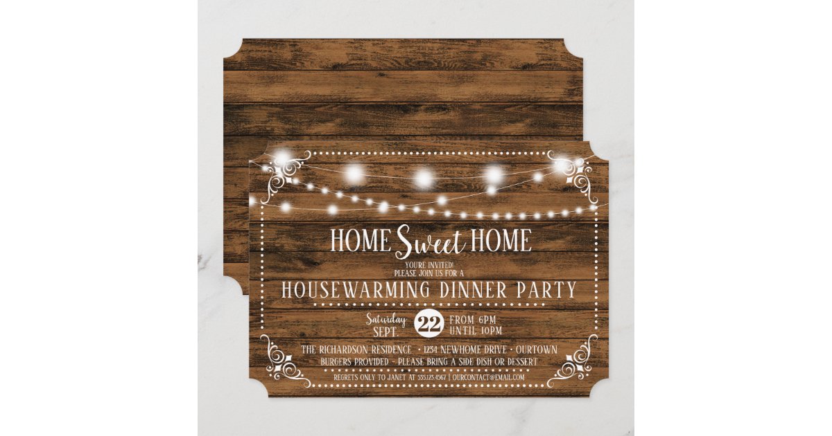 Rustic Wood Housewarming Dinner Party Invitation | Zazzle
